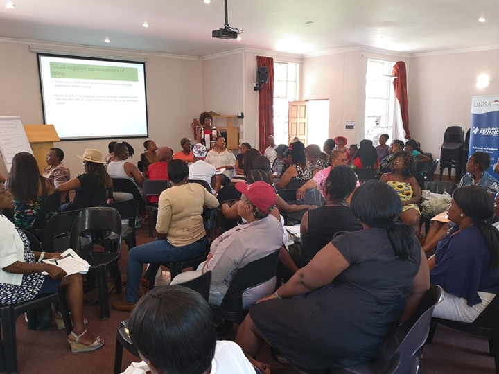 Facilitator Prof Sheila Mokoboto-Zwane of the Combating Substance Abuse workshop